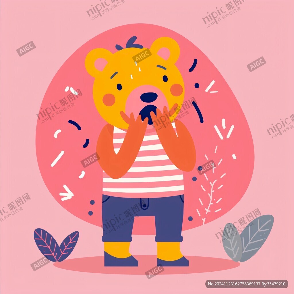 打喷嚏掩口鼻插画