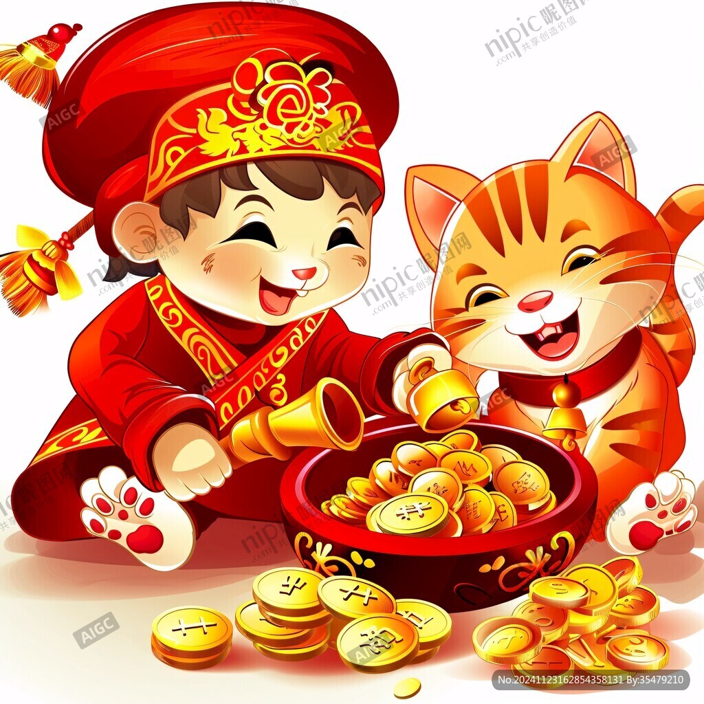 卡通招财猫招财进宝