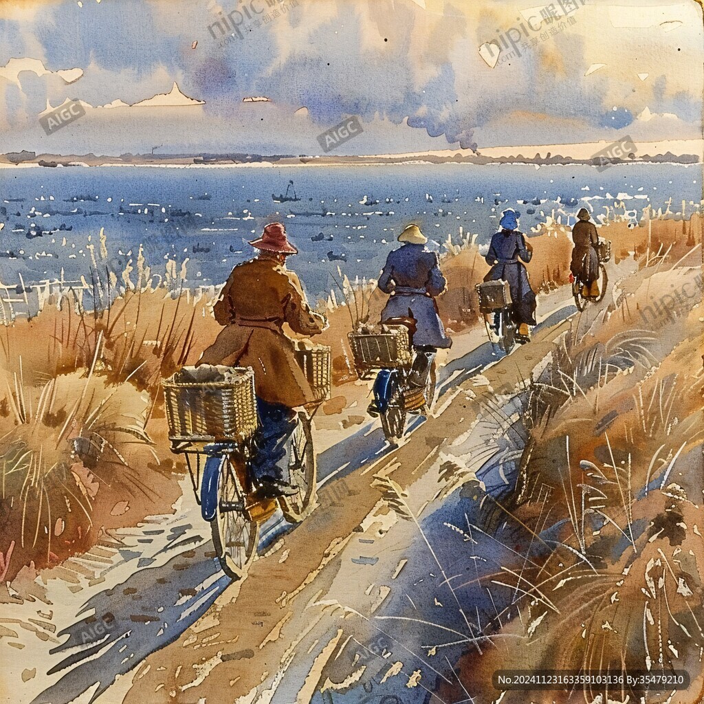 赶海插画