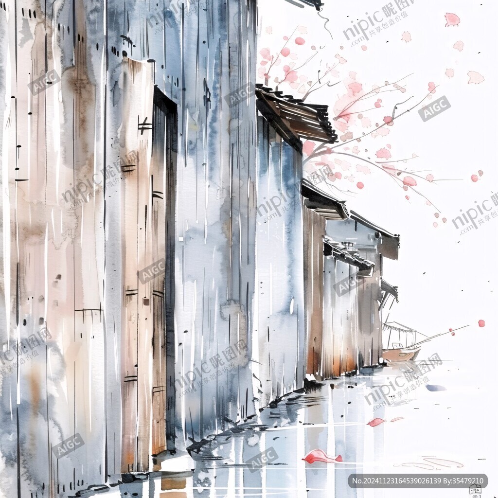 乌镇水彩水墨建筑设计