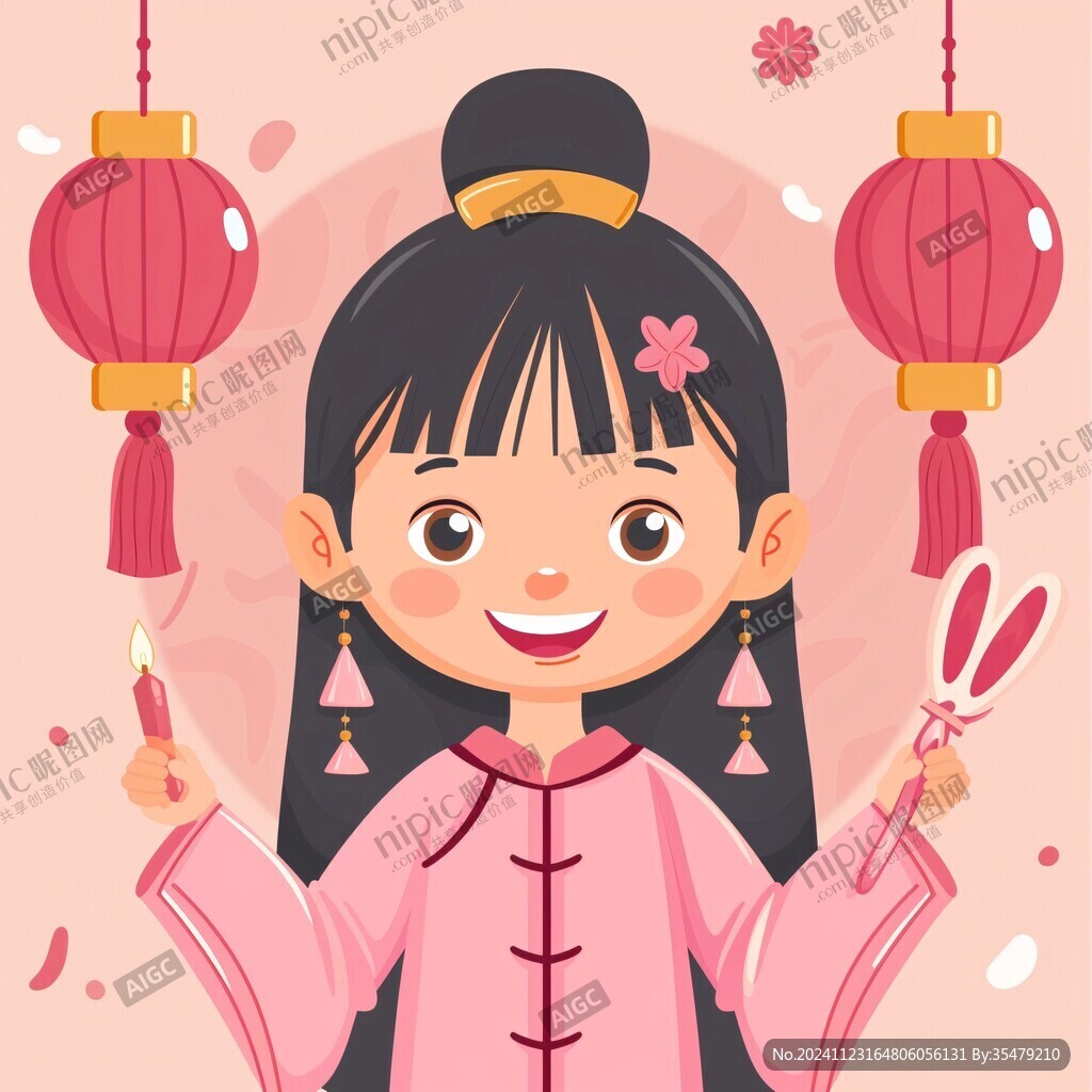 女生拜年图