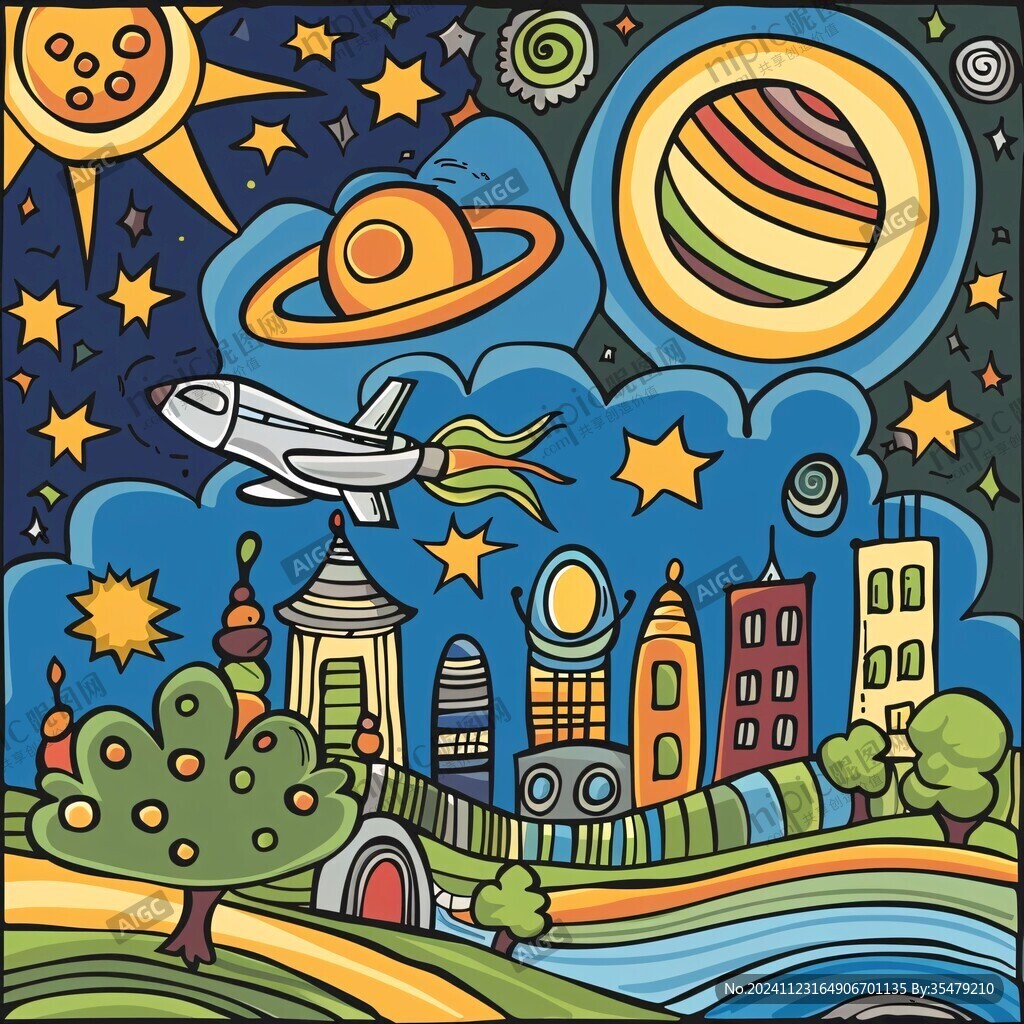 探索宇宙卡通图案