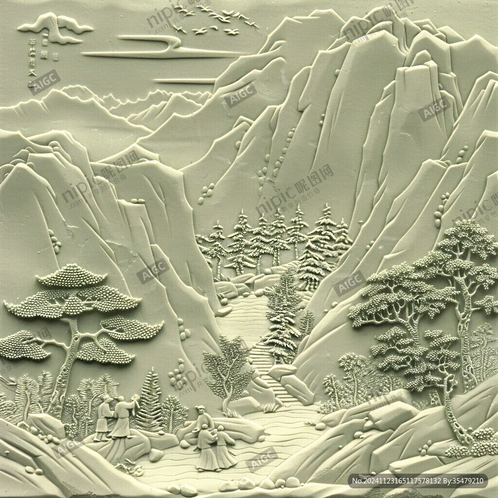 中式山水浮雕