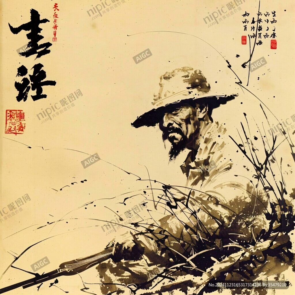 水墨渔夫