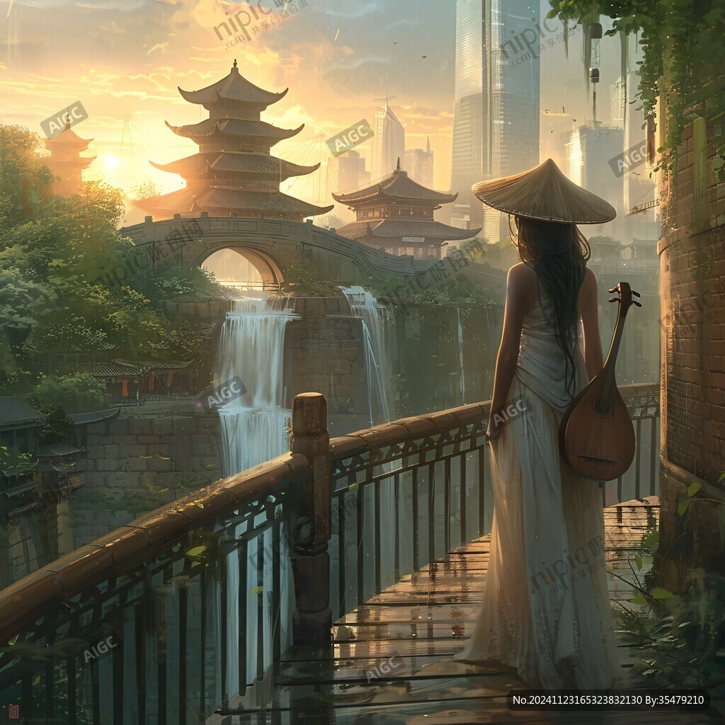 抚琴插画