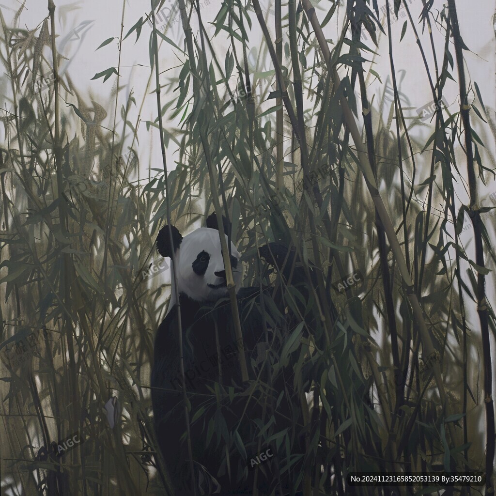 熊猫油画