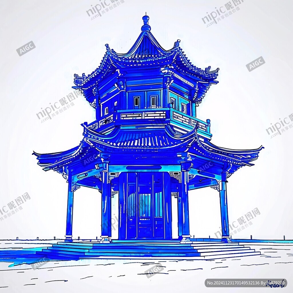 爱晚亭城市插画素材