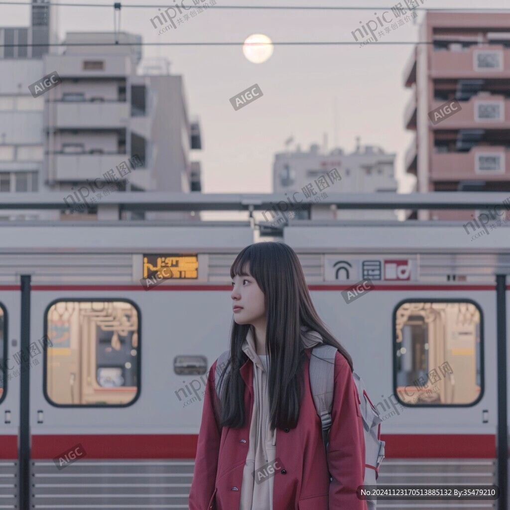 等地铁的女孩