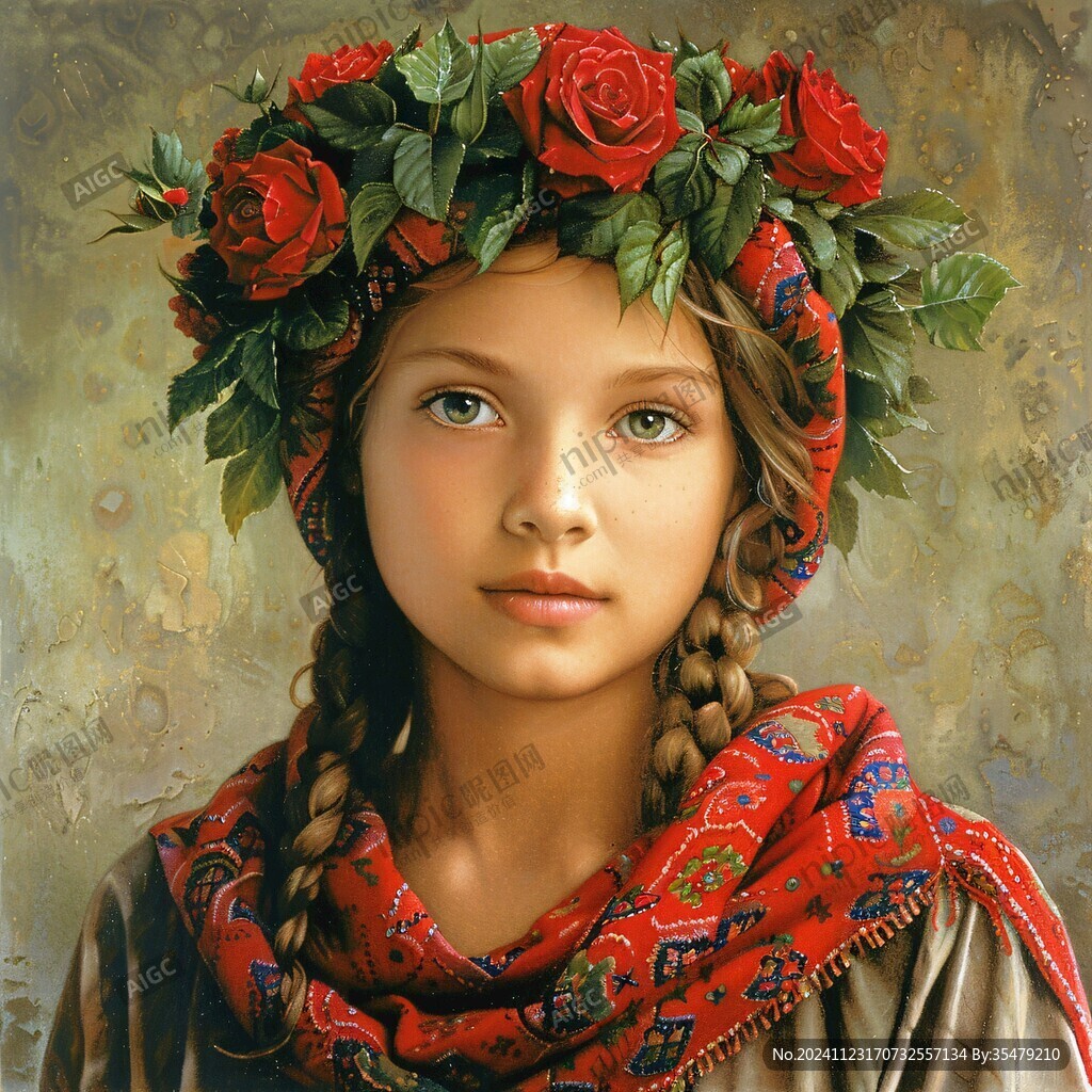 无框画少数民族女孩