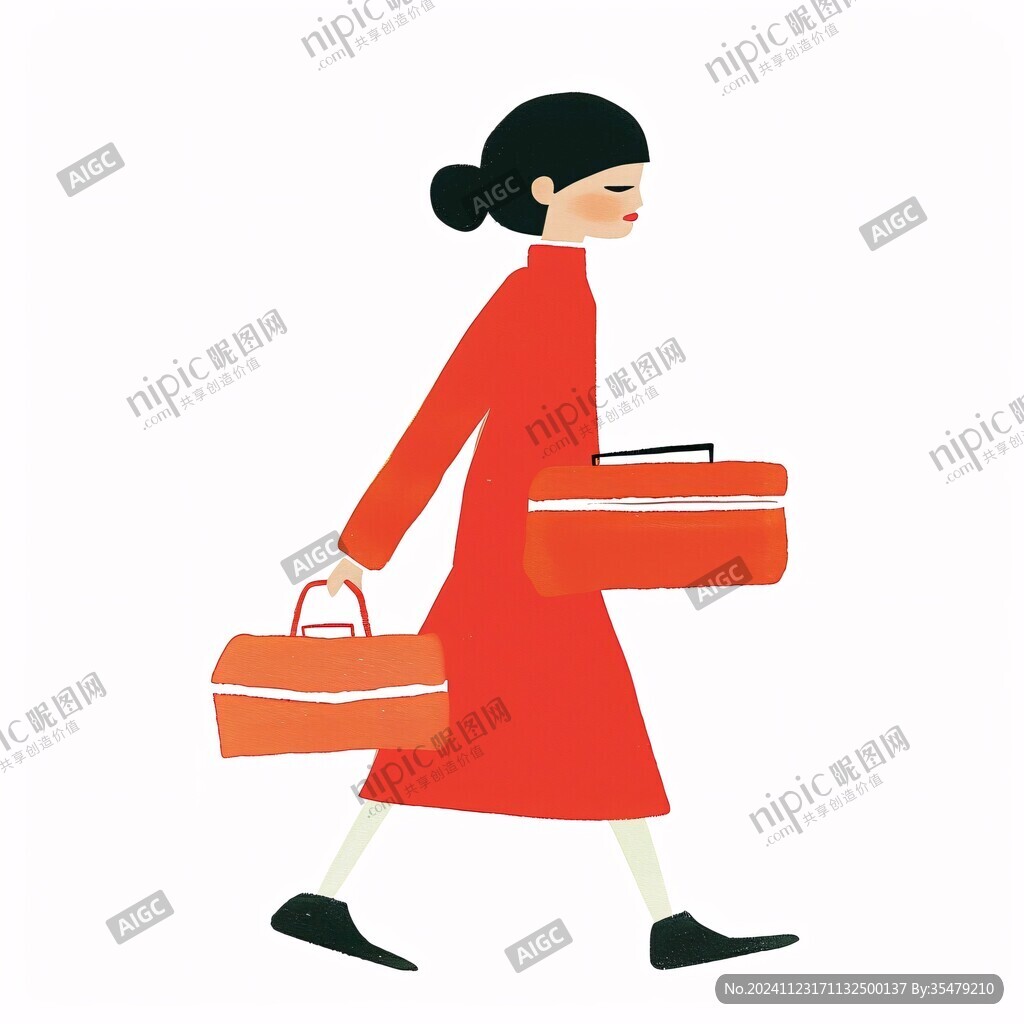 手提袋人物插画