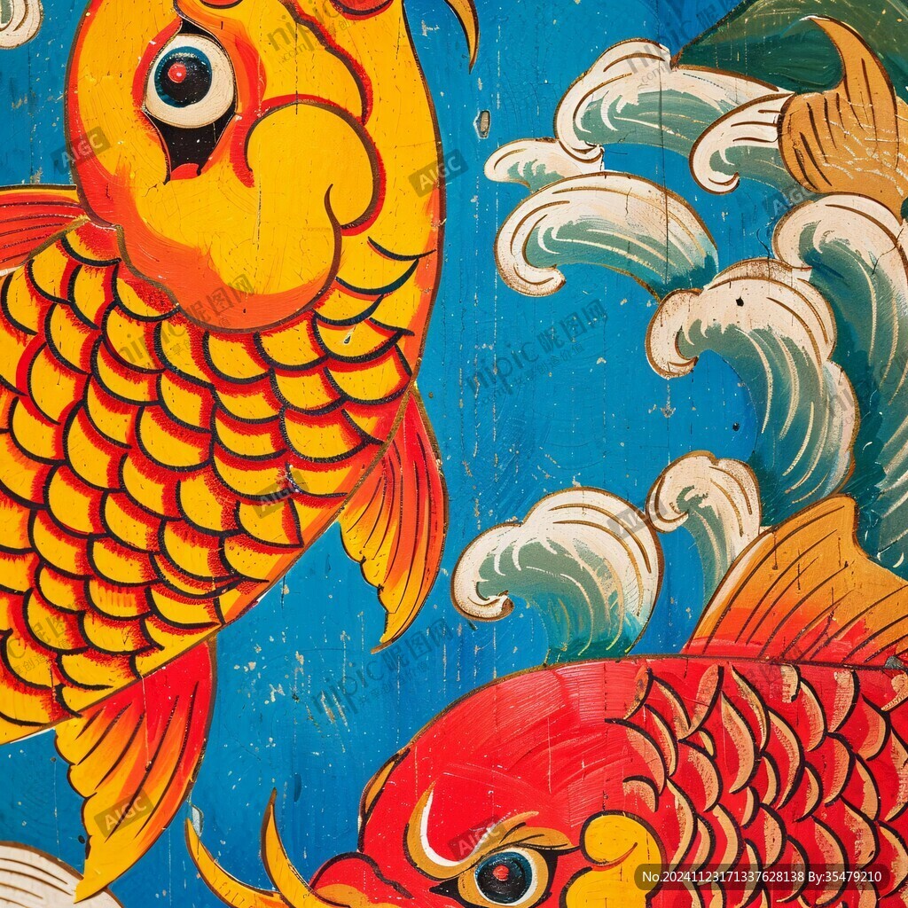 年年有余墙绘