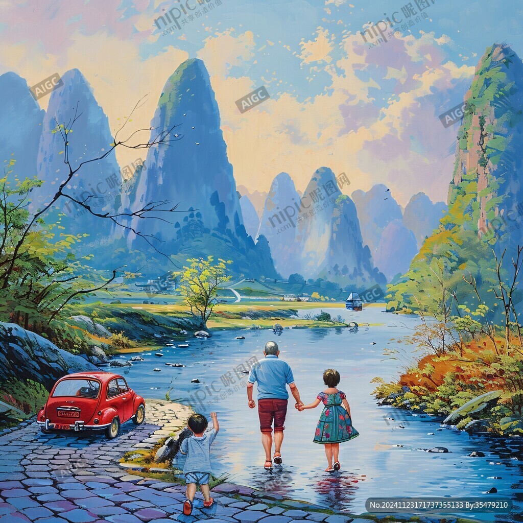 广西景点广西插画