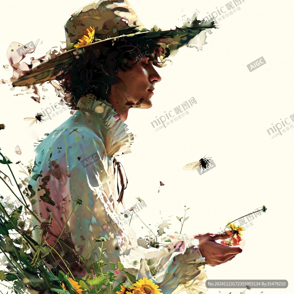 唯美男生插画