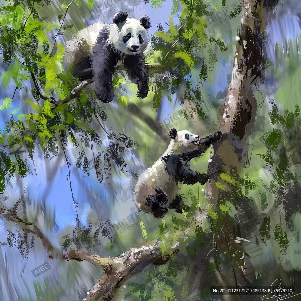 大熊猫油画
