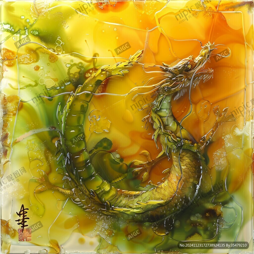 龙年喜庆玻璃装饰画