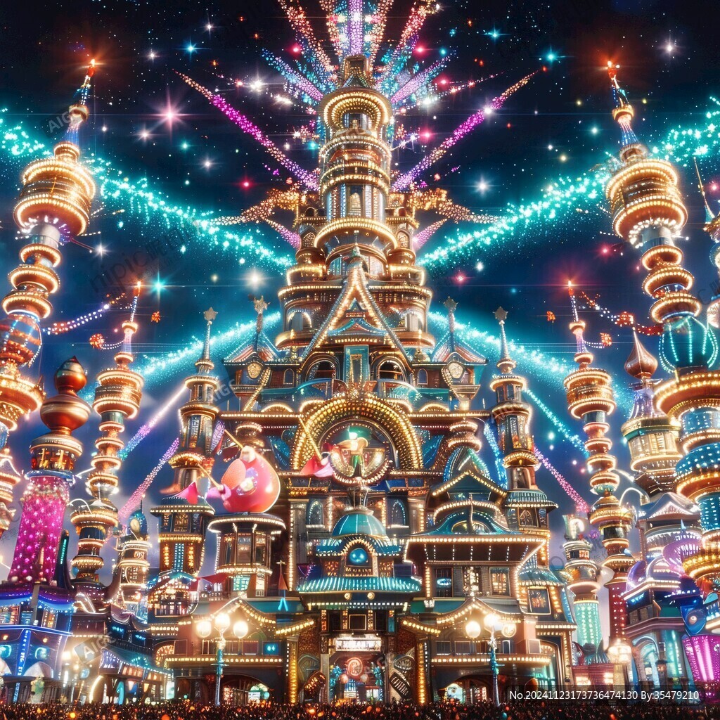 游乐园城堡夜景
