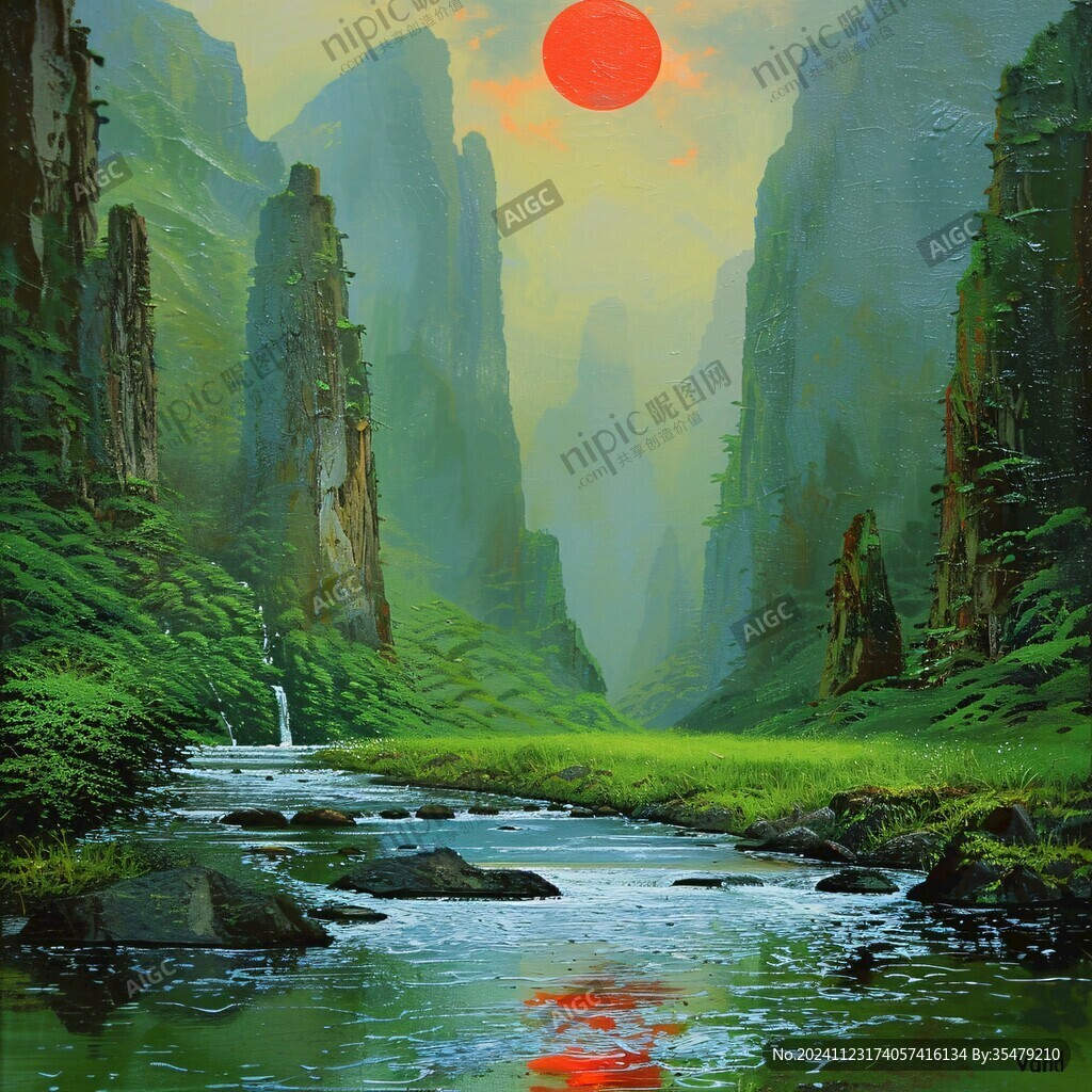 插画山水风景