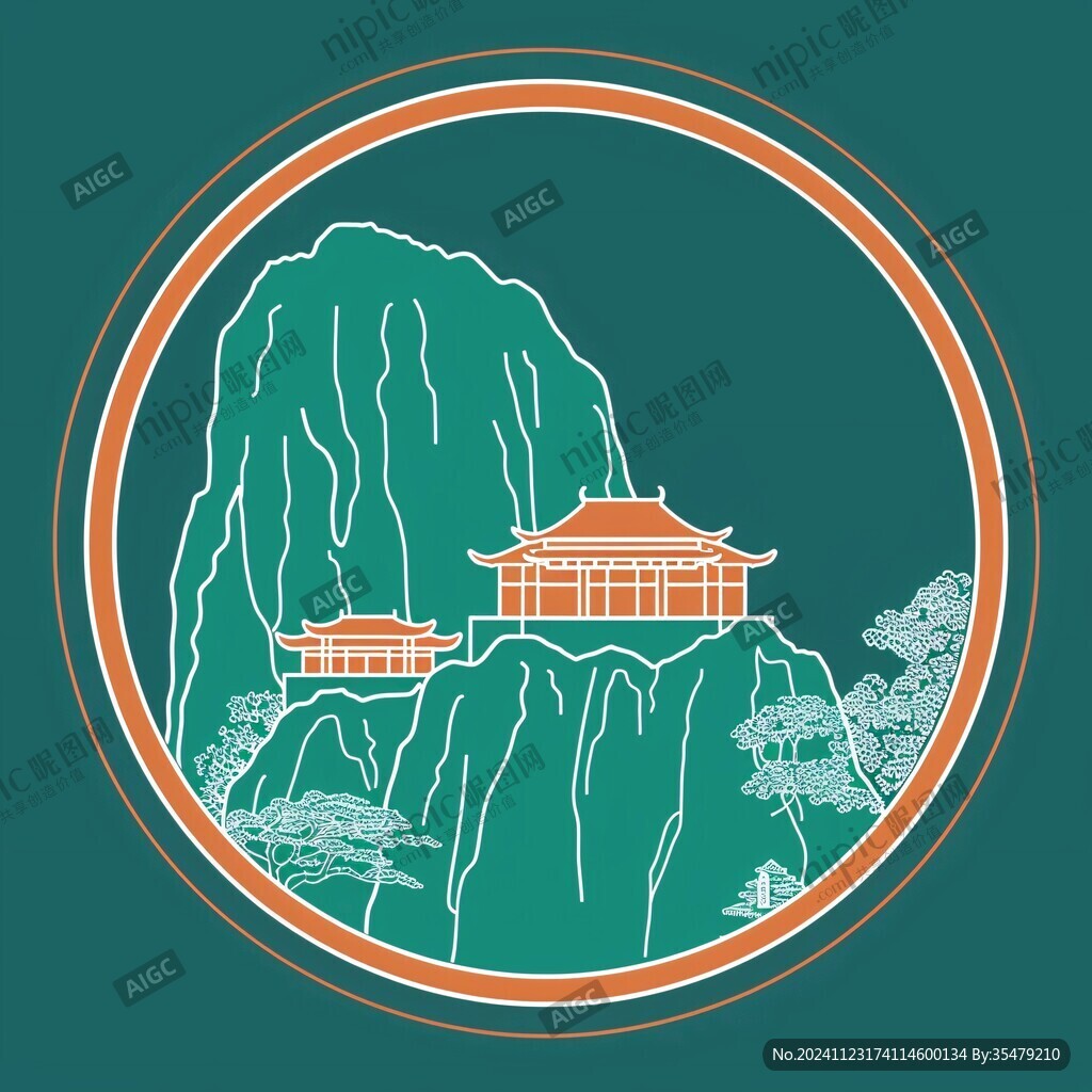 圆形避暑山庄线稿