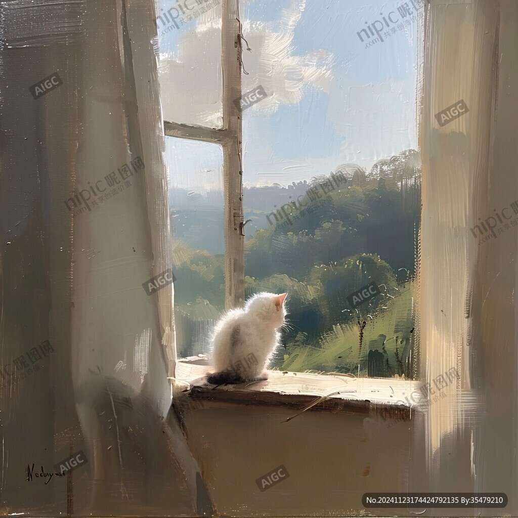 晒太阳的猫插画