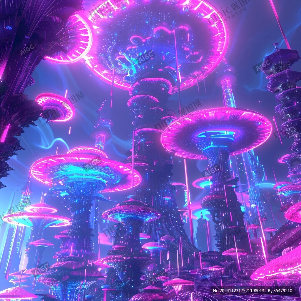 AI创作图绚丽多彩科幻 粉红色的外星城市 现代科技梦幻 科幻游乐园 科幻题材插画 元宇宙科幻 外星球幻想场景插画 元宇宙科技元宇宙世界 阿凡达 ...