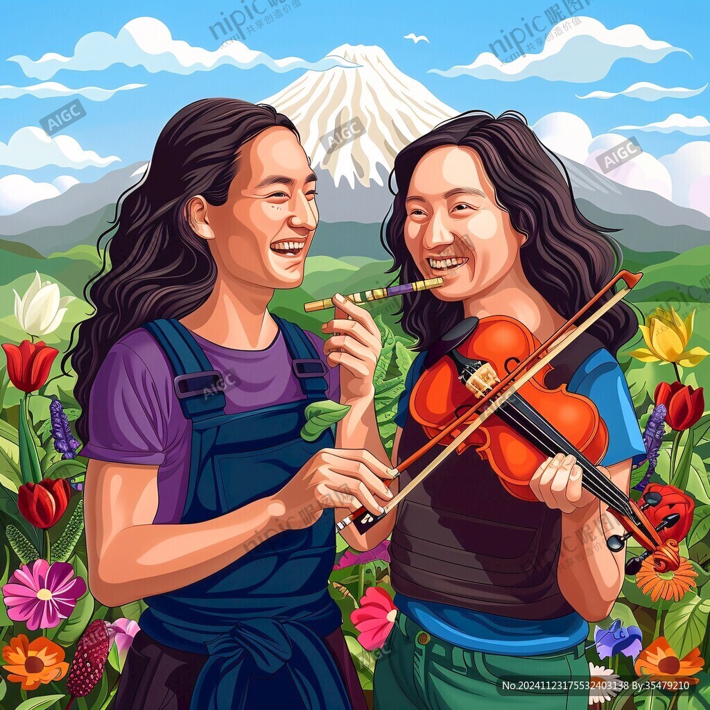 小提琴人物插画