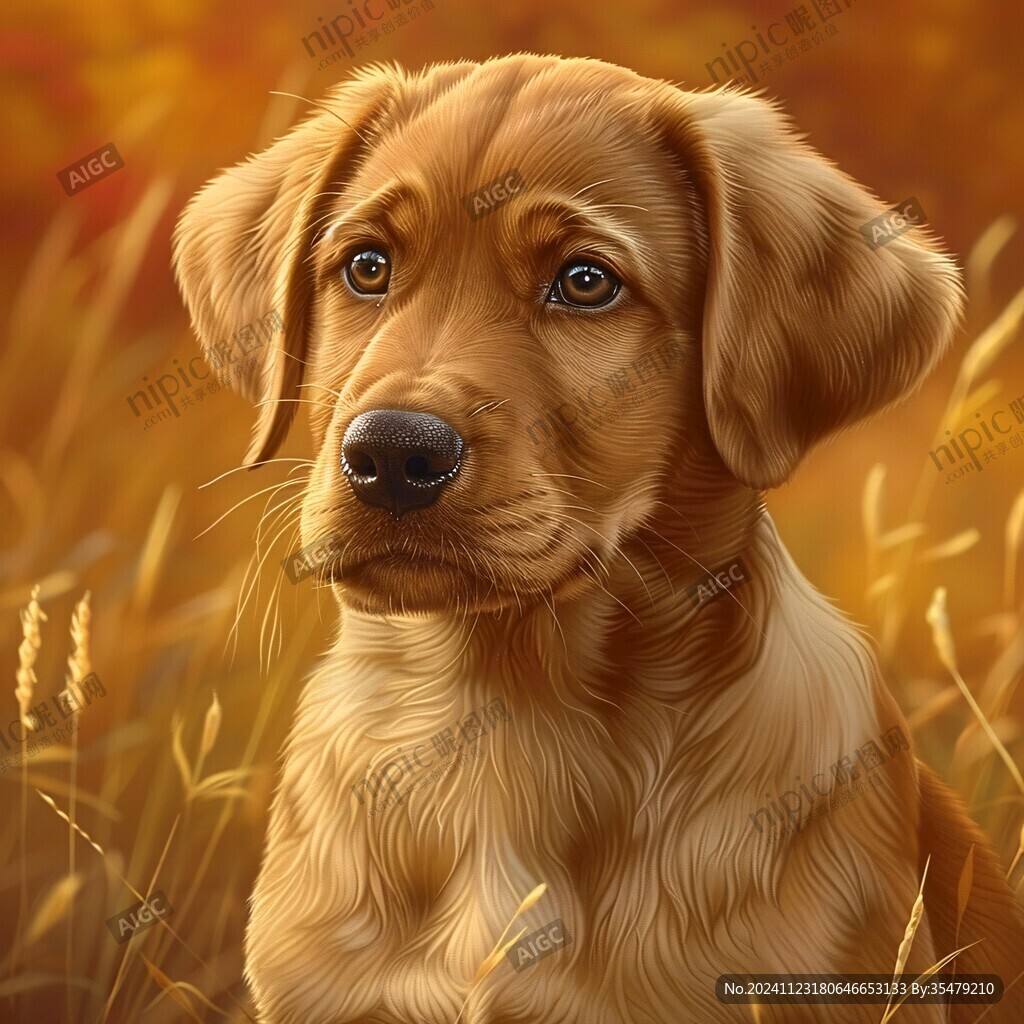 狗狗写实插画