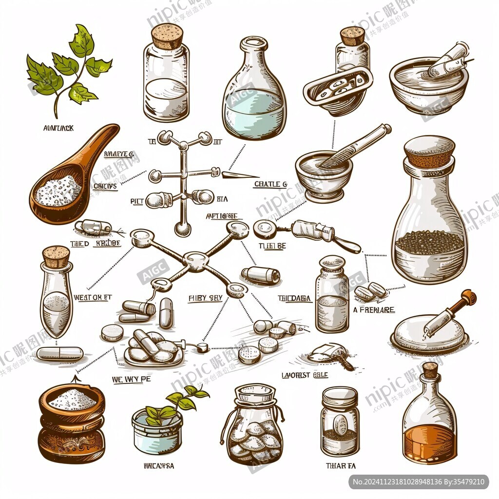 手绘中草药制作工具
