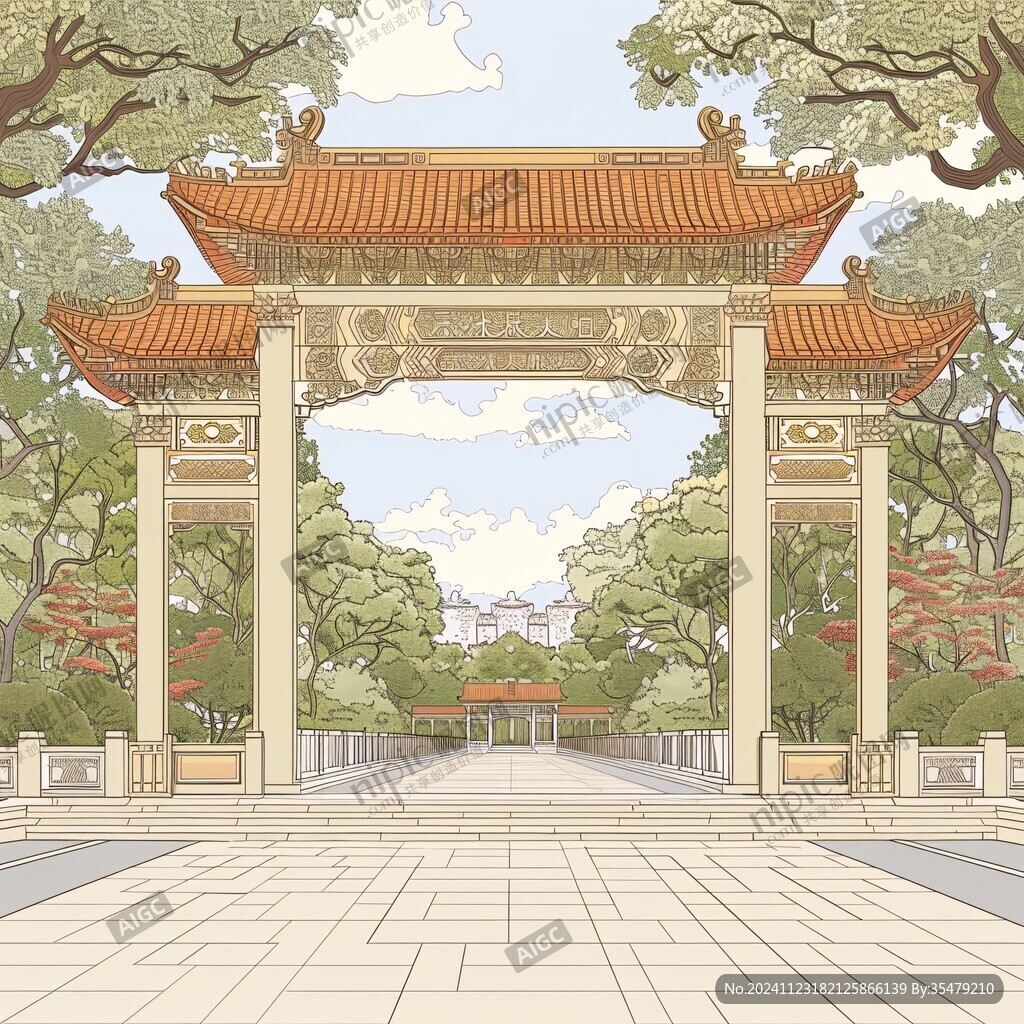华南理工大学旅游插画