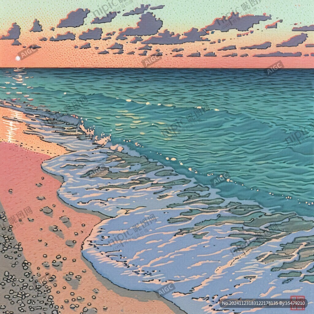 手绘海边