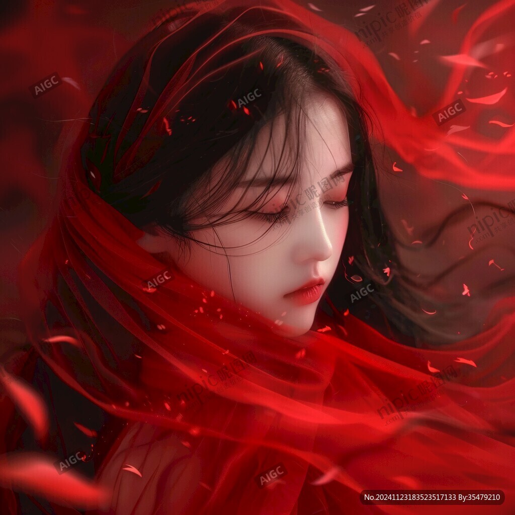 红衣少女设计古风