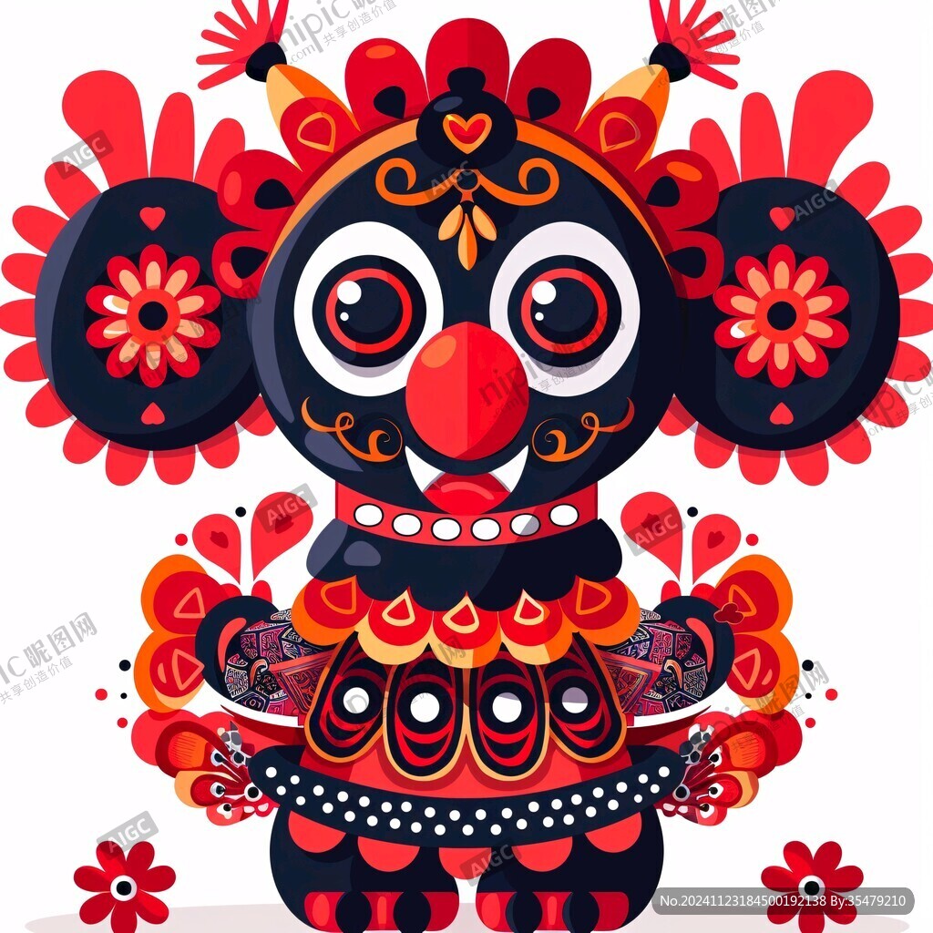 舞狮包装插画