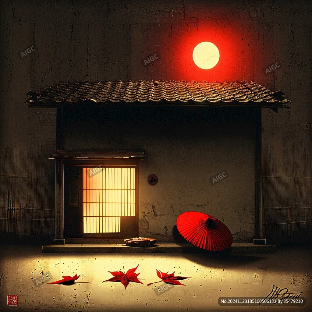 禅境秋夜极品意境插画