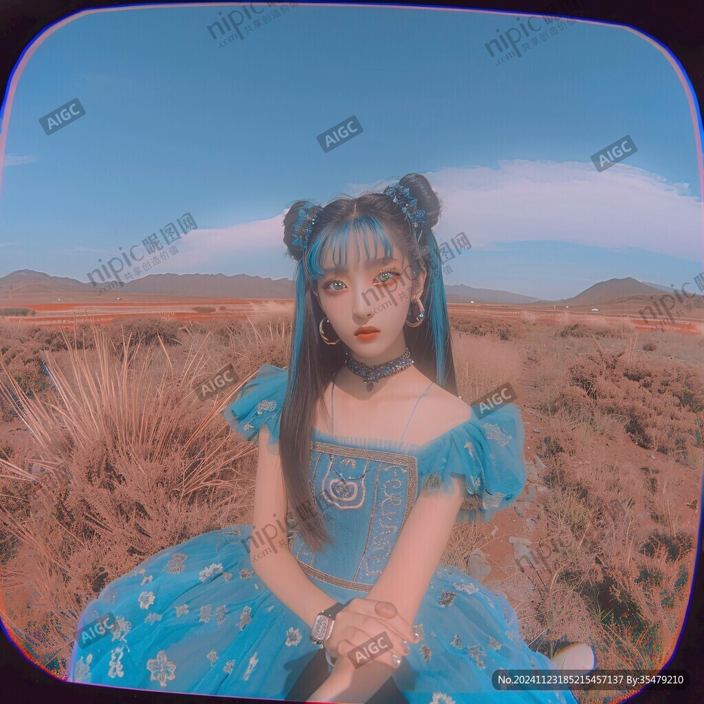 梦幻唯美蓝色系少女