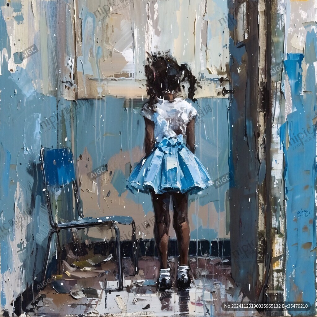 女孩油画