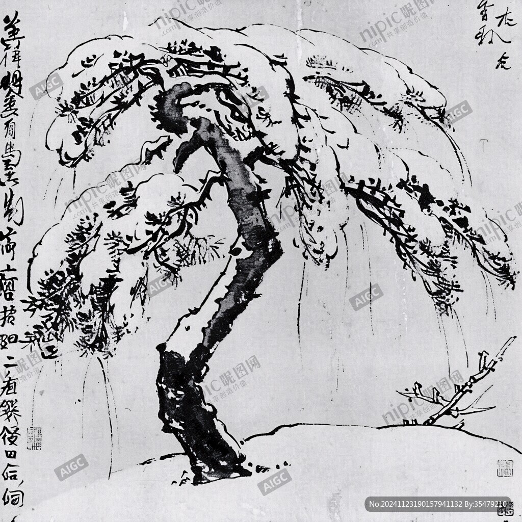 自写种松图