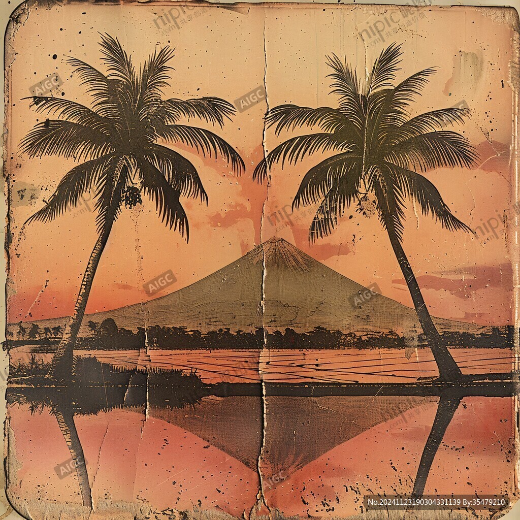 富士山复古装饰画