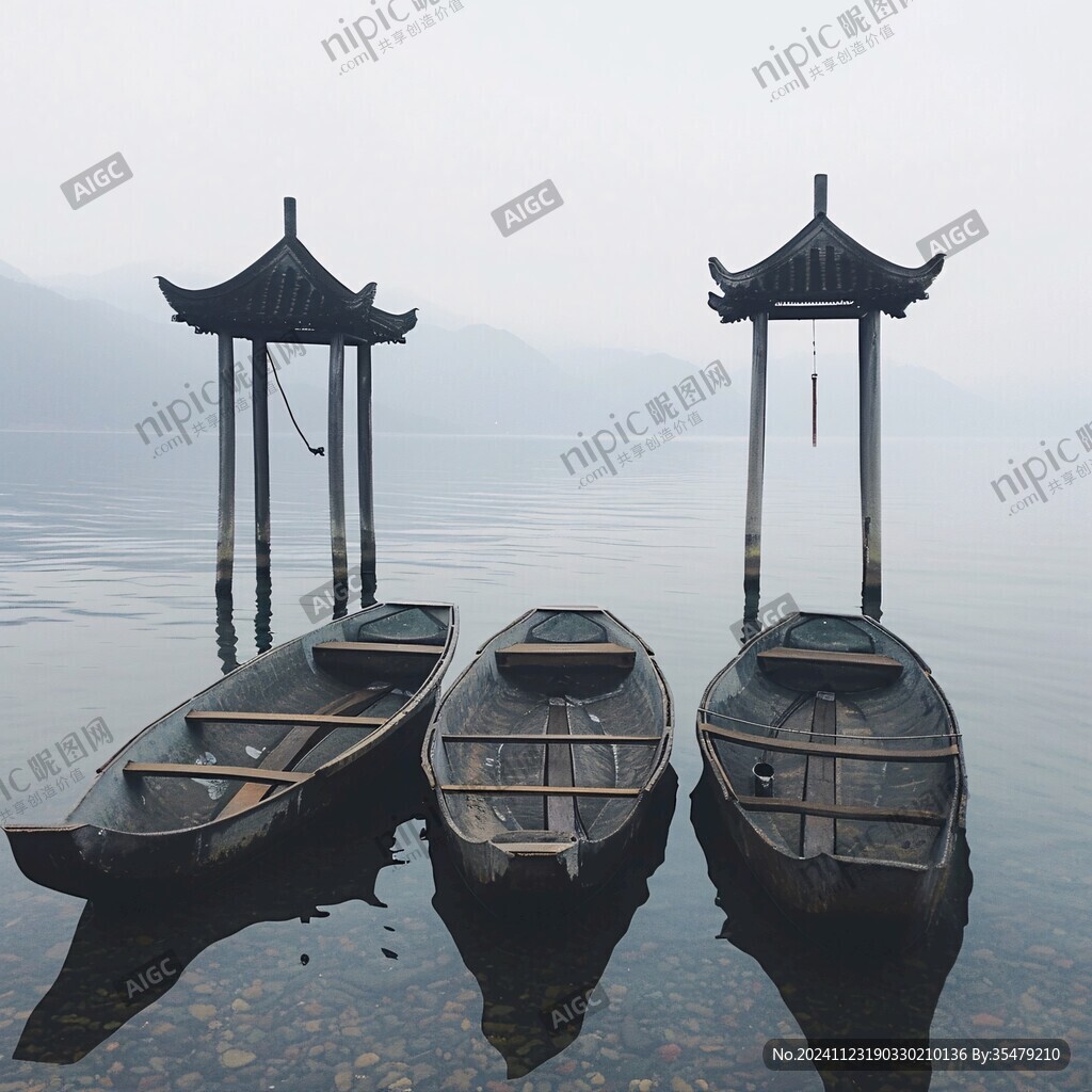 两只乌篷船