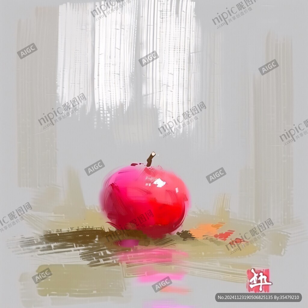 水墨苹果素材