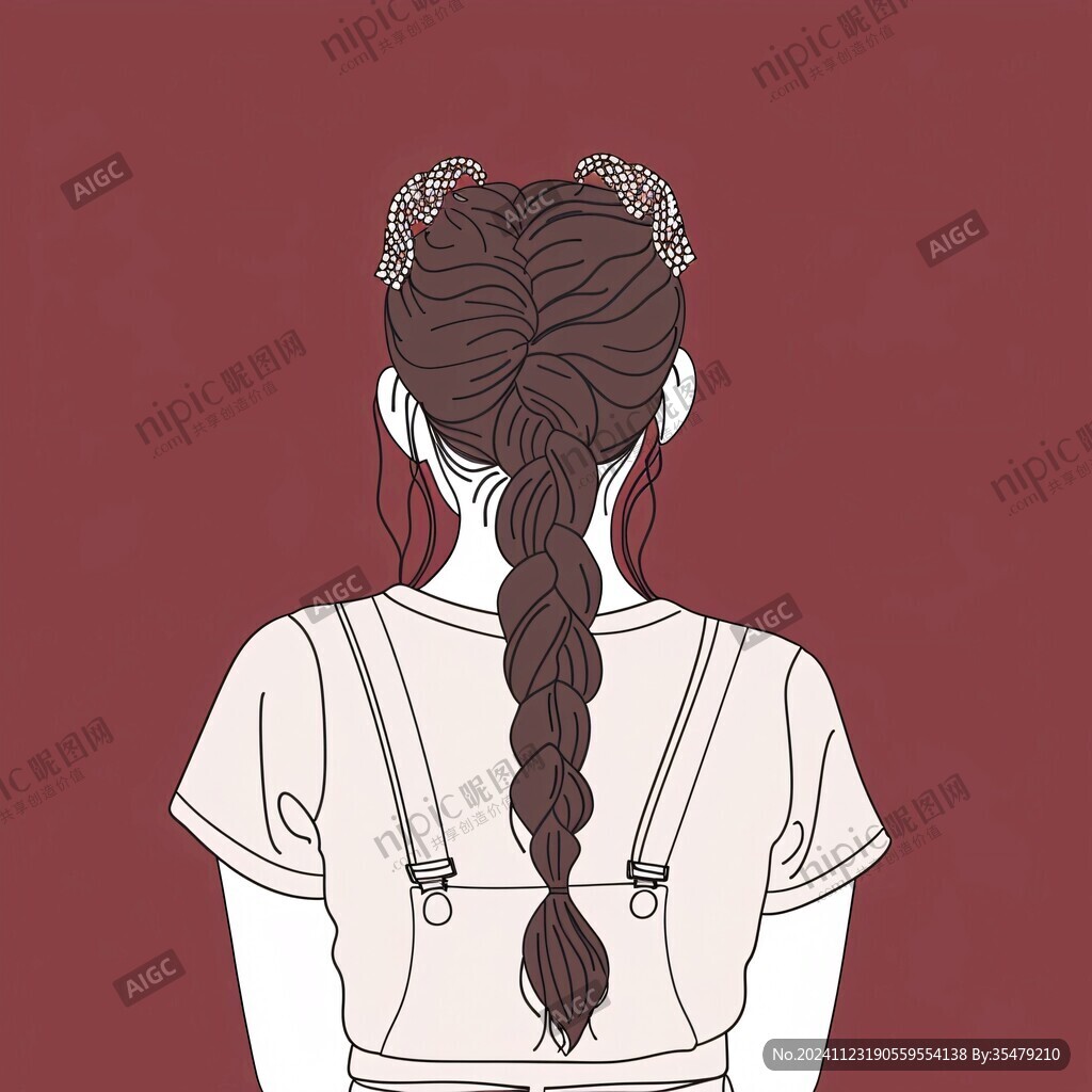 麻花辫女孩插画