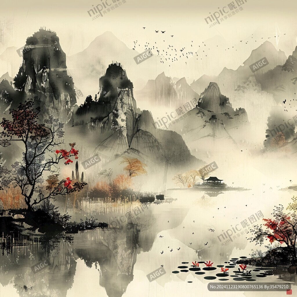 精美水墨秋韵