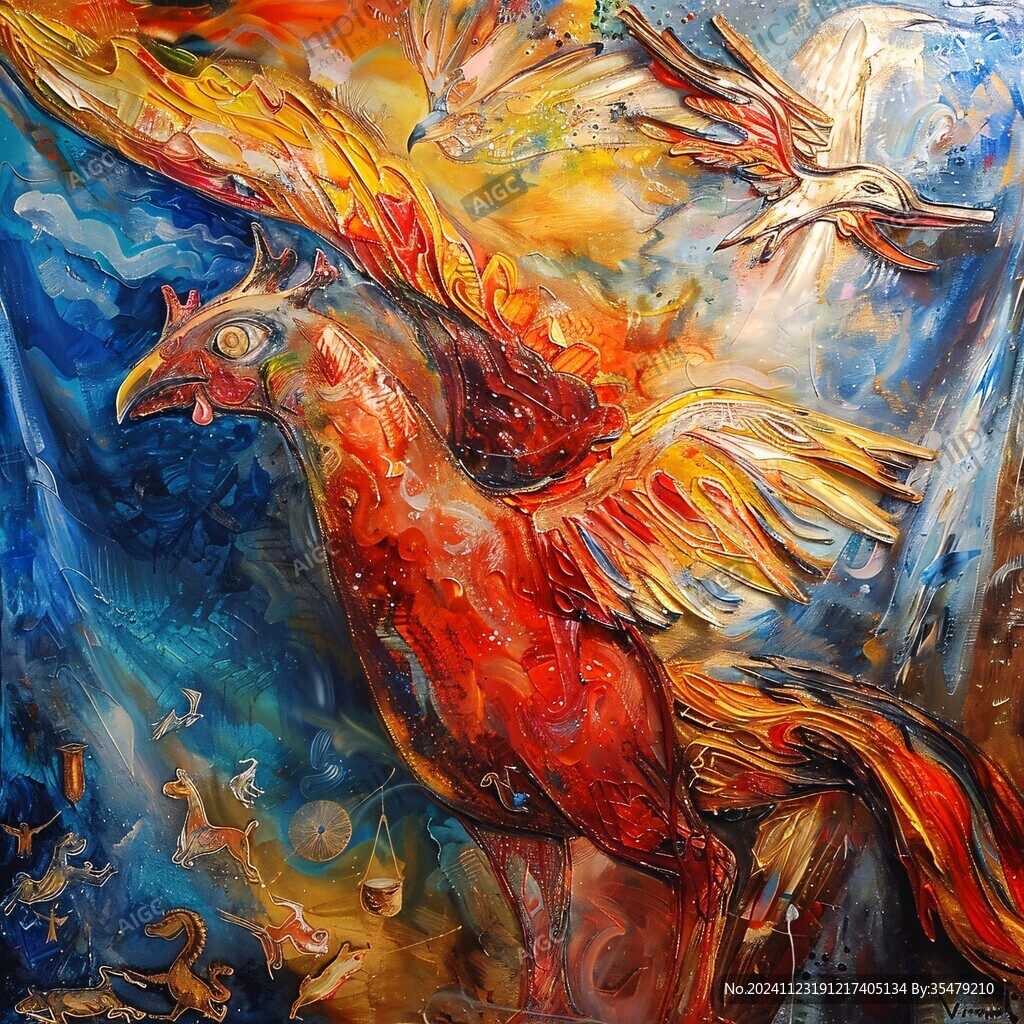 神鸟插画鸾鸟玄鸟朱雀