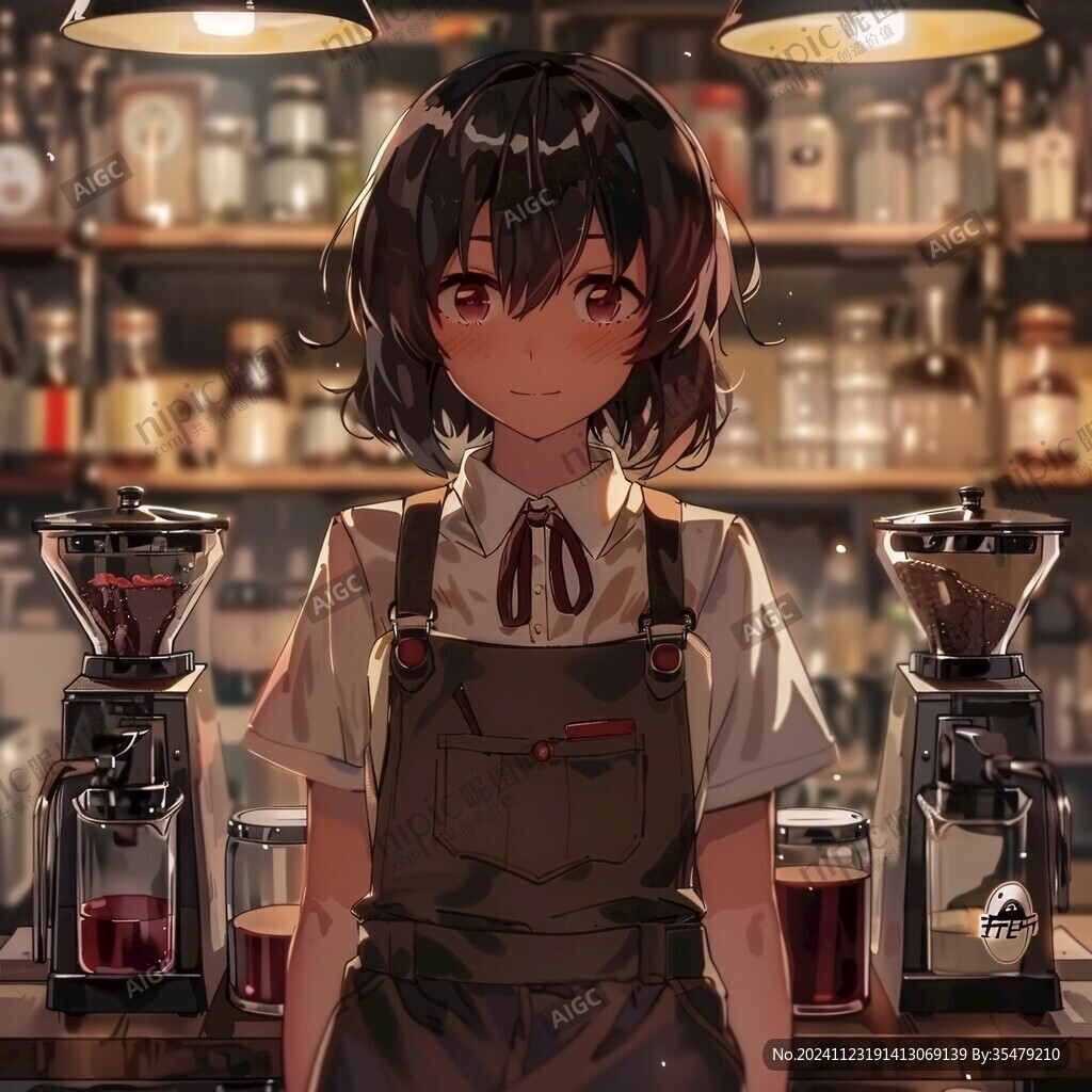 二次元女孩喝奶茶
