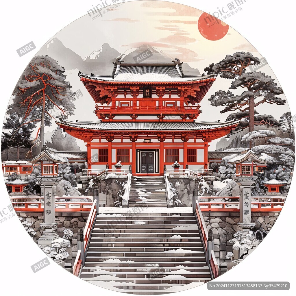 庙宇插画