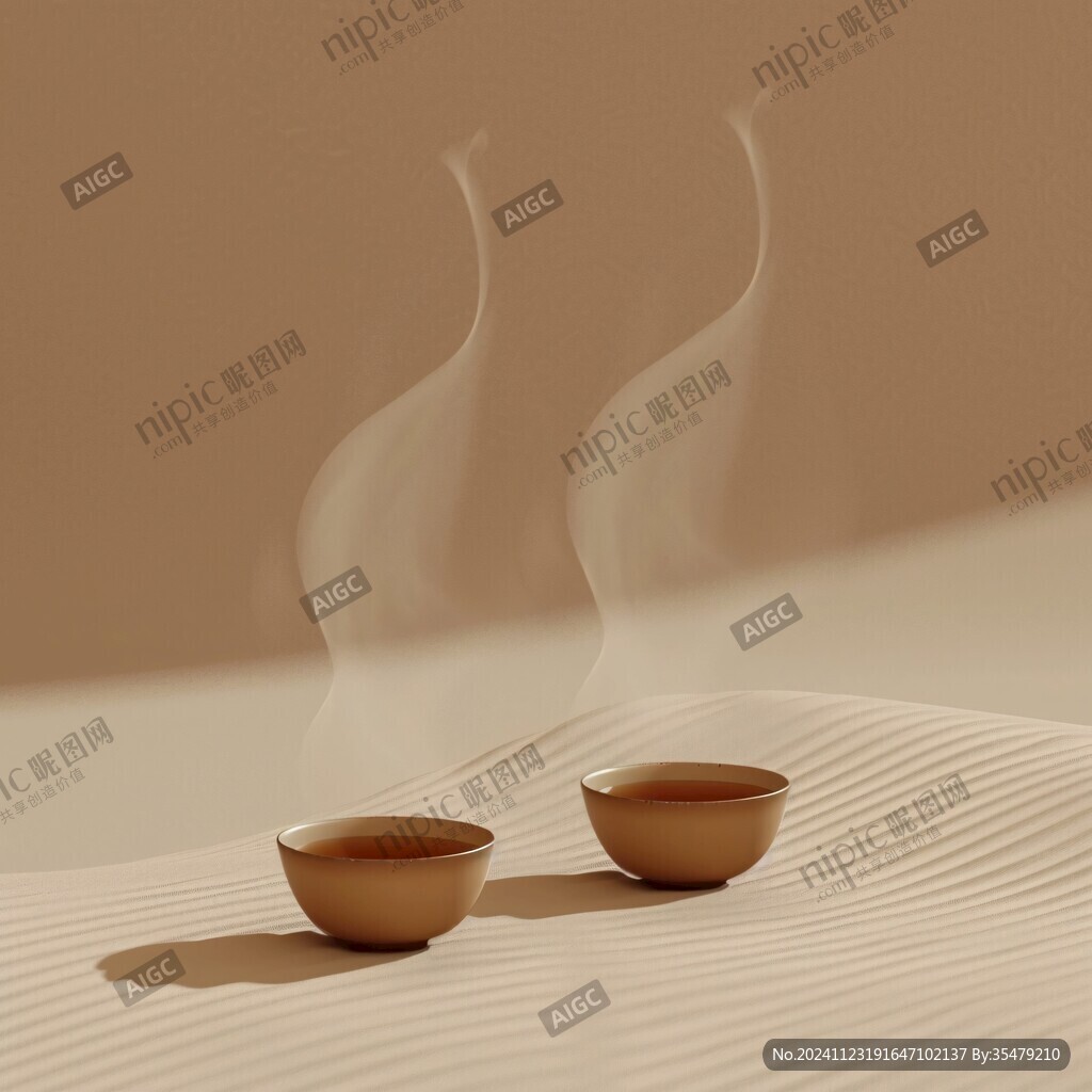 禅茶插画