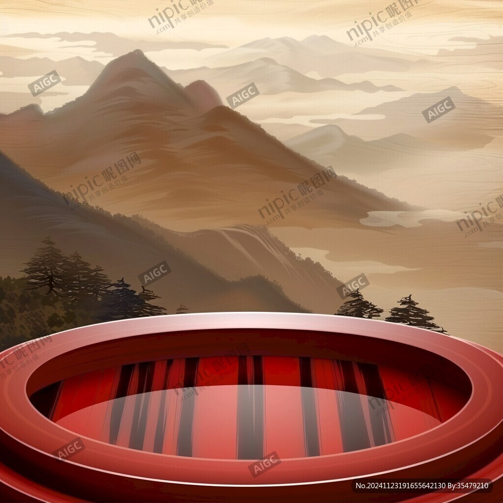禅意山水画红宫墙