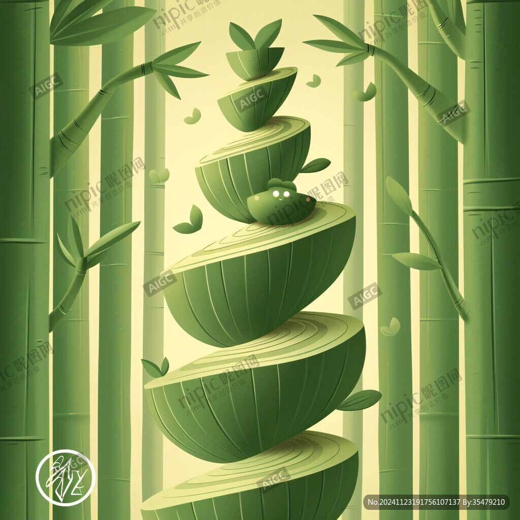 竹笋包装插画