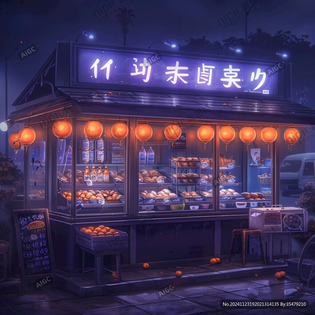 鱼丸摊插画