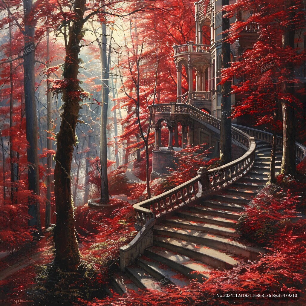秋天美景秋天森林画