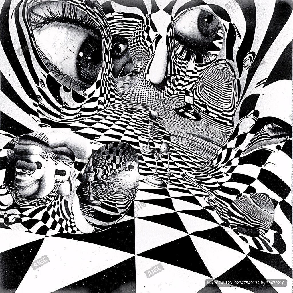 黑白视幻图案