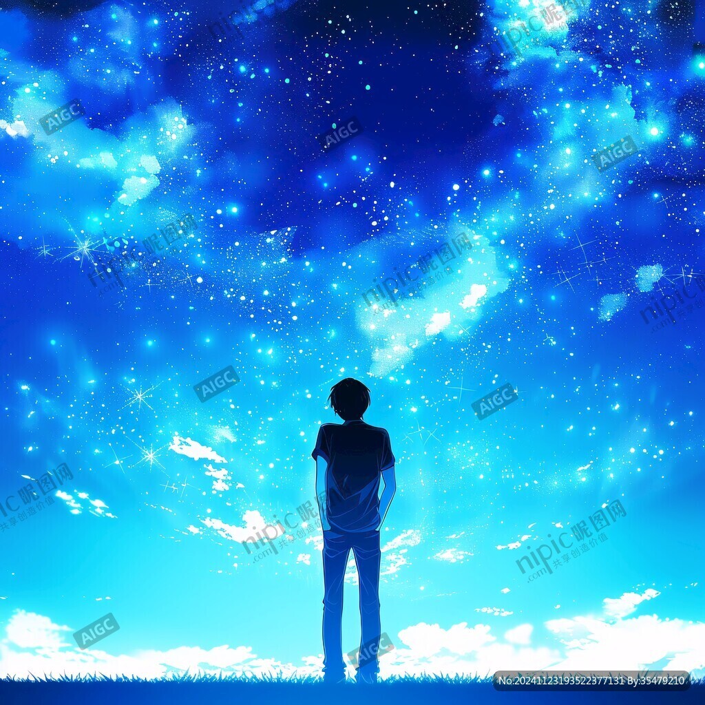 星辰大海男孩背影